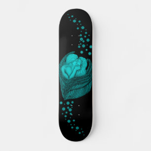 Angels Kissing , black and green Design Skateboard