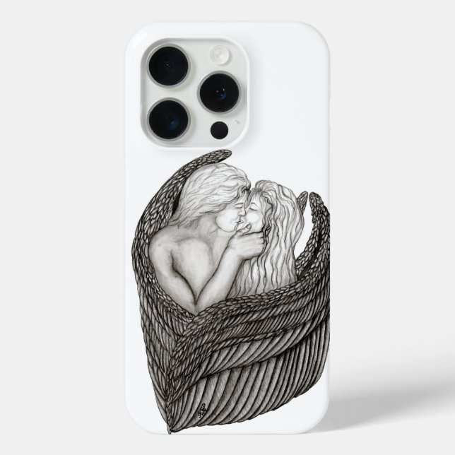 Angels Kissing , black and white Design Case-Mate iPhone Case (Back)