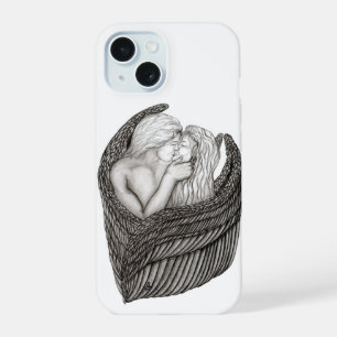 Angels Kissing , black and white Design iPhone 15 Case