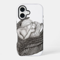 Angels Kissing , black and white Design