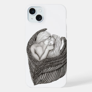 Angels Kissing , black and white Design iPhone 15 Plus Case