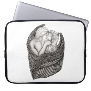 Angels Kissing , black and white Design Laptop Sleeve