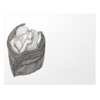 Angels Kissing , black and white Design Notepad
