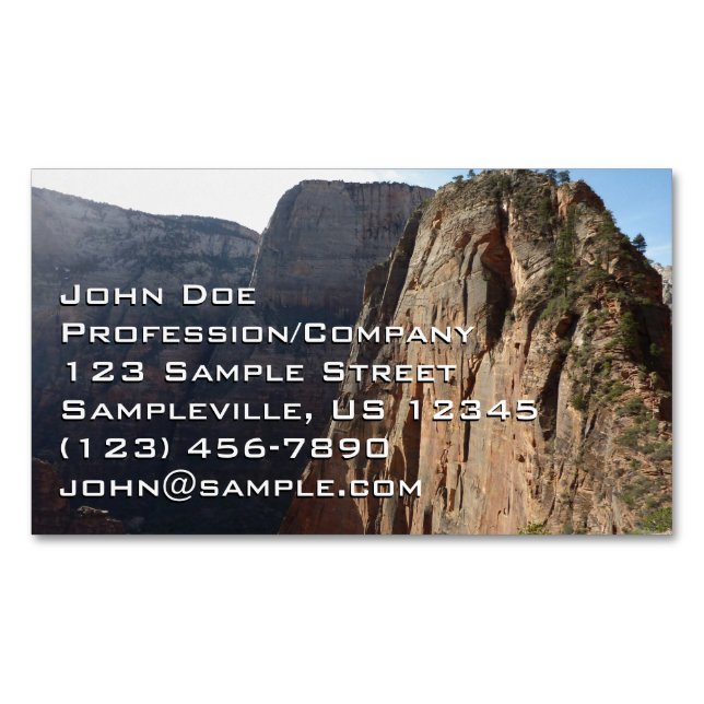 Angels Landing at Zion National Park Magnetic Business Card (Front)