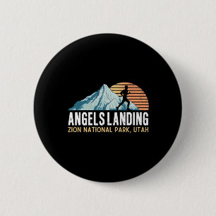 Angels Landing Hiking Trail Vintage Zion National  6 Cm Round Badge
