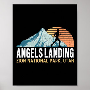 Angels Landing Hiking Trail Vintage Zion National  Poster