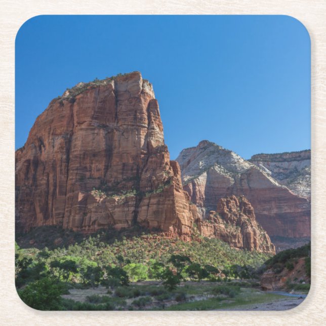 Angels Landing in Zion National Park Square Paper Coaster (Front)
