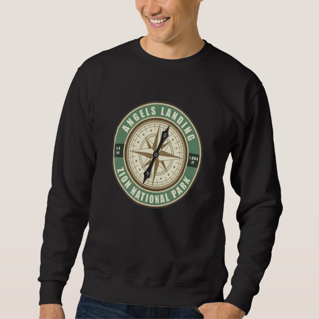 Angels Landing Trail Utah Hiker Compass Circle Bad Sweatshirt (Front)