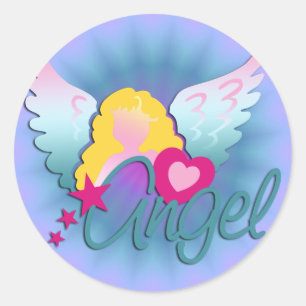 Angels Love Classic Round Sticker