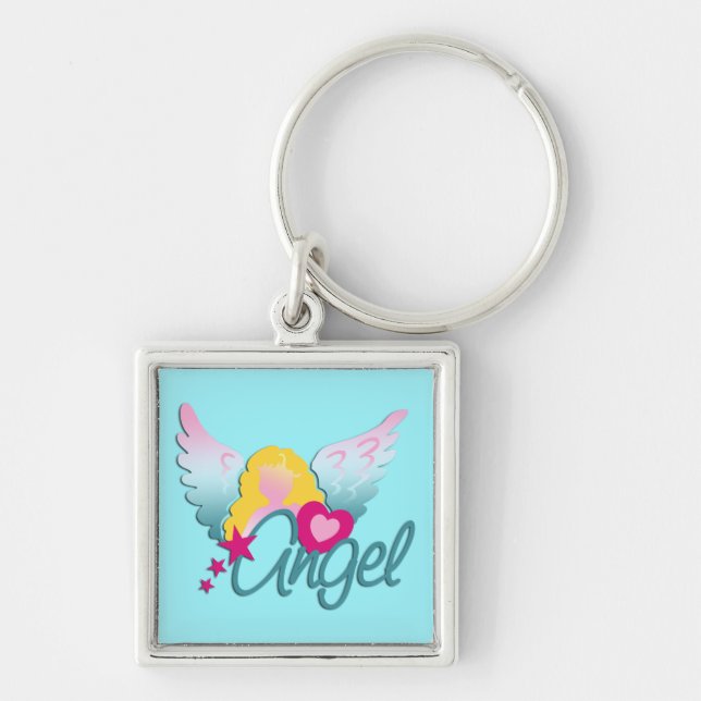 Angels Love, cyan Key Ring (Front)