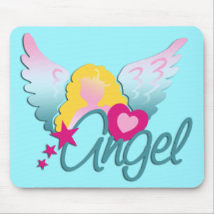 Angels Love cyan Mouse Pad
