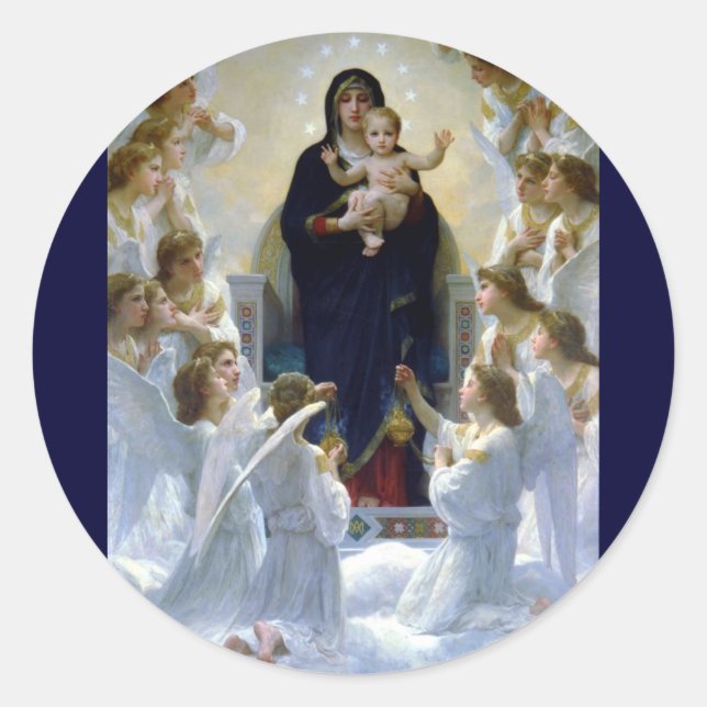 Angels madona baby christian religion clouds classic round sticker (Front)