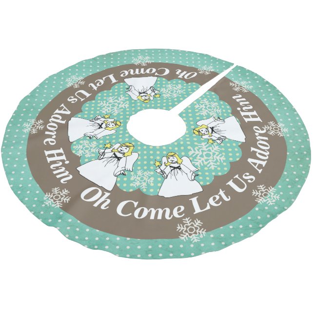 Angels Oh Come Let Us Adore Him Tree Skirt (Angled)