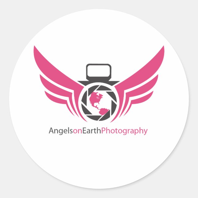 Angels on Earth photography logo Pink.pdf Classic Round Sticker (Front)