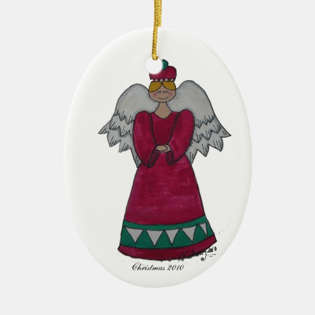 Angels on High Ceramic Tree Decoration (Front)