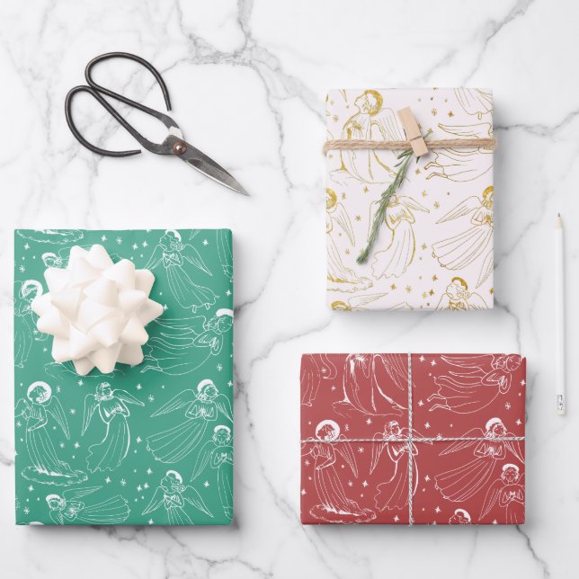 angels pattern | set II Wrapping Paper Sheet (Front)