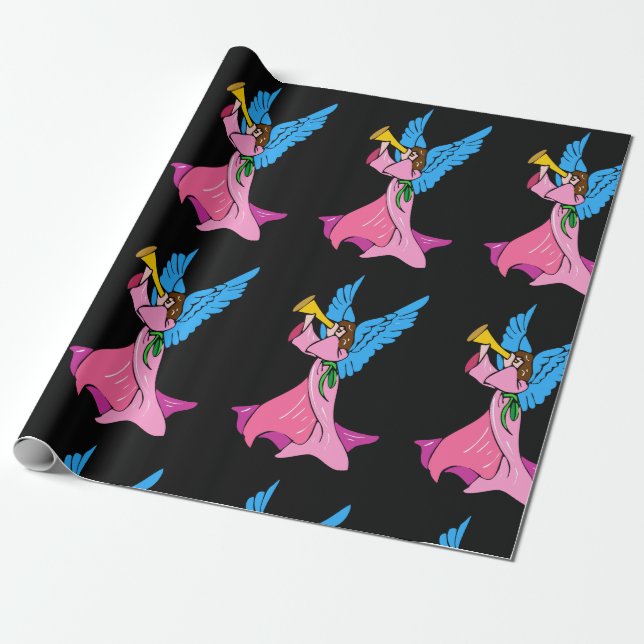 Angels Playing Trumpet Wrapping Paper (Unrolled)
