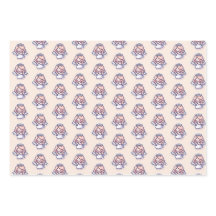 Angels Praying on Pink Background Wrapping Paper