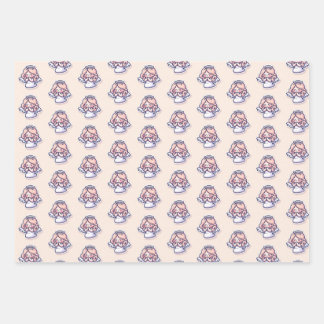 Angels Praying on Pink Background Wrapping Paper