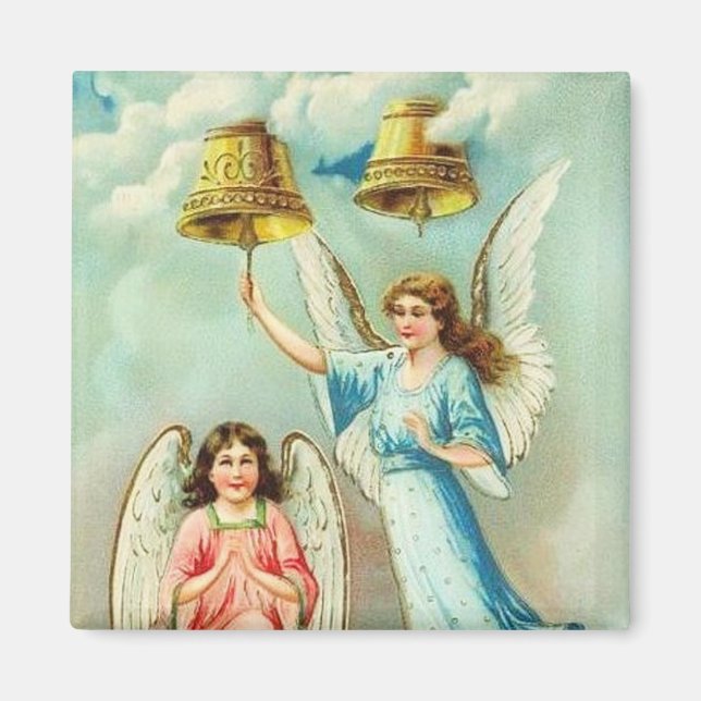 Angels Ring in Christmas Vintage Magnet (Front)