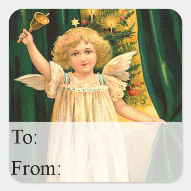 Angels Rings in Christmas Vintage Gift Tag (Front)
