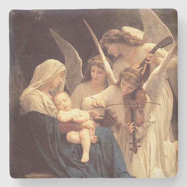 Angels Serenade Mary and Jesus Stone Coaster (Front)