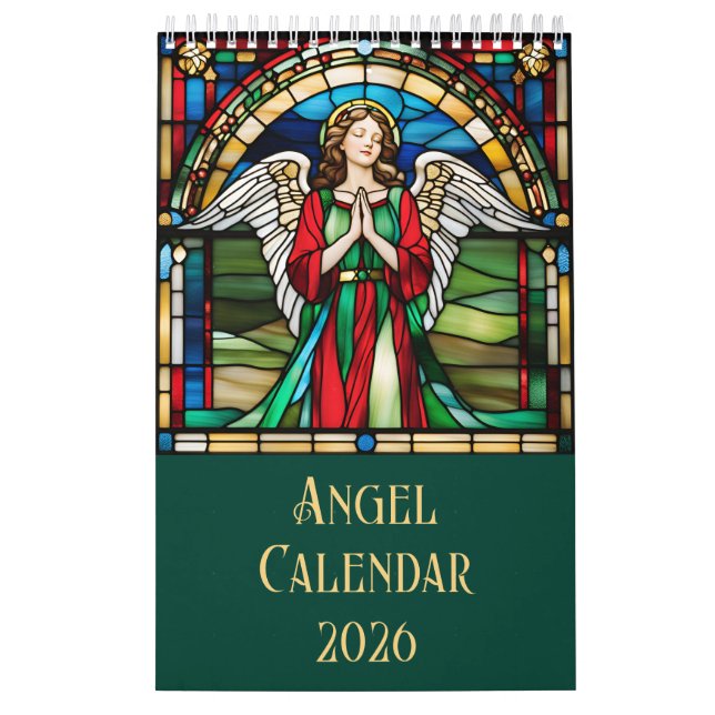 Angels Stained Glass Window 2026 Personalised Calendar (Cover)