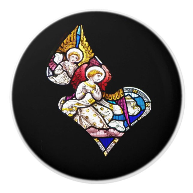 ANGELS STAINED GLASS WINDOW CERAMIC KNOB (Front)