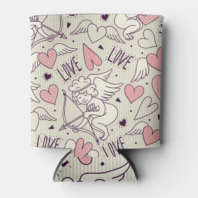Angels, Valentine's Day, love pattern. Can Cooler (Front)