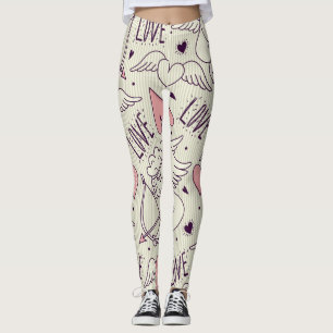 Angels, Valentine's Day, love pattern. Leggings