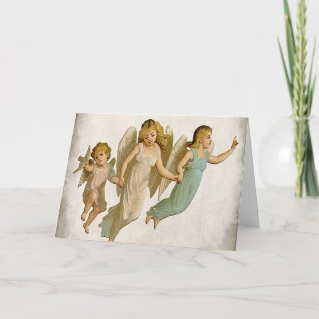 Angels Vintage Holiday Christmas Art Card (Front)