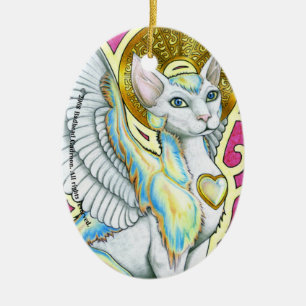 Angels Walk On 4 Paws Oval Ornament