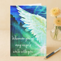 Angels Walk With You Guardian Angel Blue Wing Note