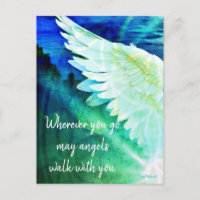 Angels Walk With You Guardian Angel Blue Wing