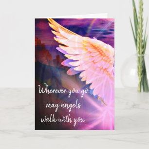 Angels Walk With You Guardian Angel Pink Wing Card