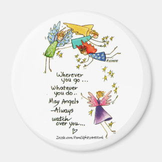 Angels Watch Over You Colourful Watercolor Sketch Magnet