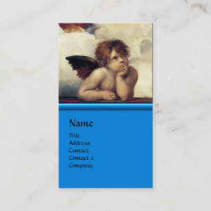 ANGELS Winged Cherub Monogram Blue Sapphire silver Business Card