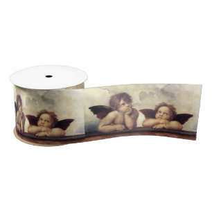 ANGELS / Winged Cherubs ,Clouds Raffaello Sanzio   Satin Ribbon