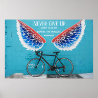 Angel's Wings Blue Red and white Motivation Quote