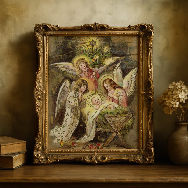 Angels with Baby Jesus | Vintage Christmas Poster (Creator Uploaded)