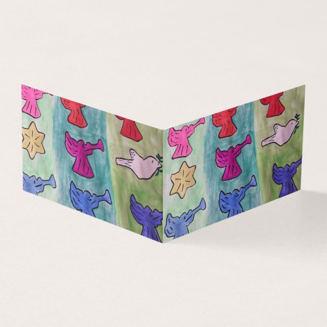 Angels With Trumpets Christmas Card (Outside)