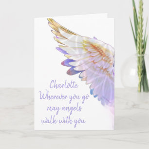 Angels With You Angel Name Lavender Gold Wing Card