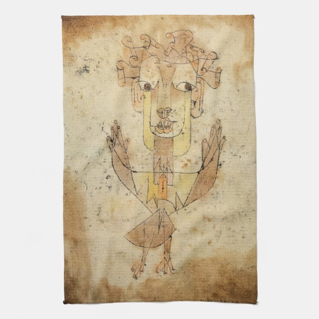 Angelus Novus by Paul Klee Tea Towel (Vertical)