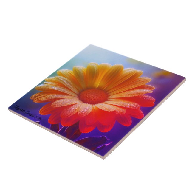Angestelle Decorative Two Tone Daisy  Tile (Side)