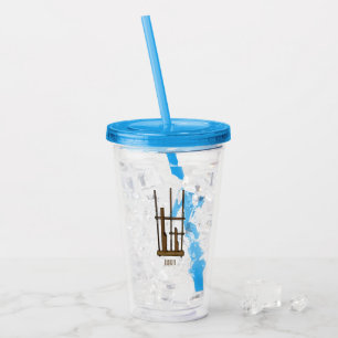 Angklung cartoon illustration acrylic tumbler