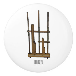 Angklung cartoon illustration ceramic knob