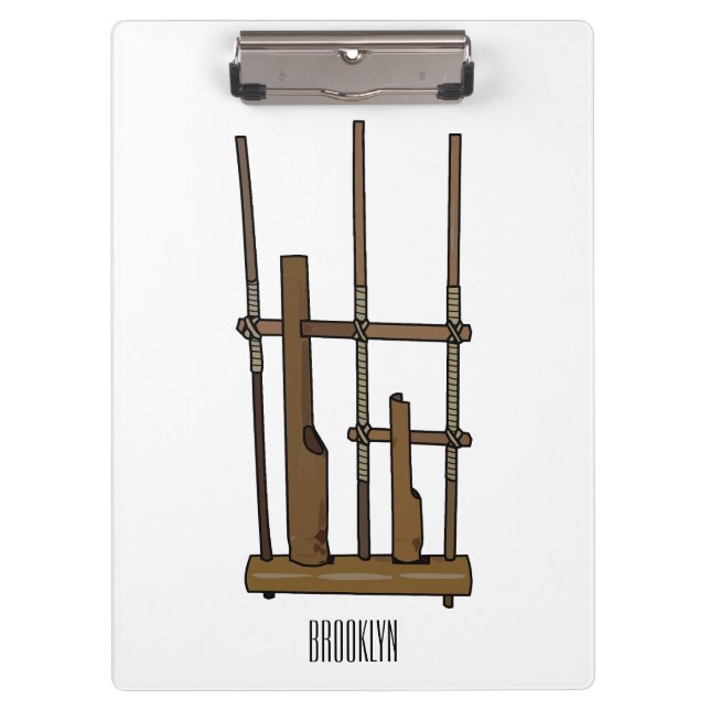 Angklung cartoon illustration clipboard (Front)