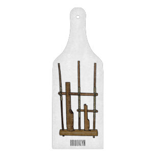 Angklung cartoon illustration cutting board