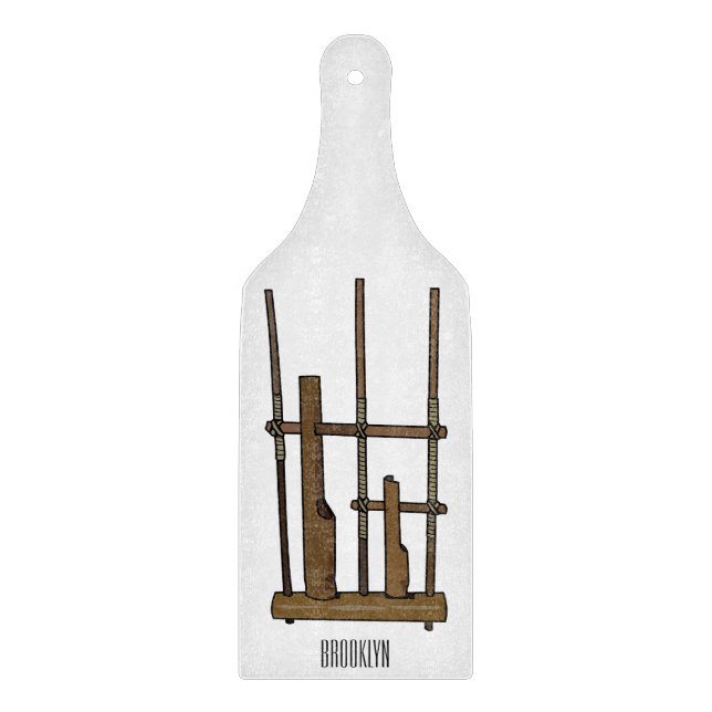Angklung cartoon illustration cutting board (Front)