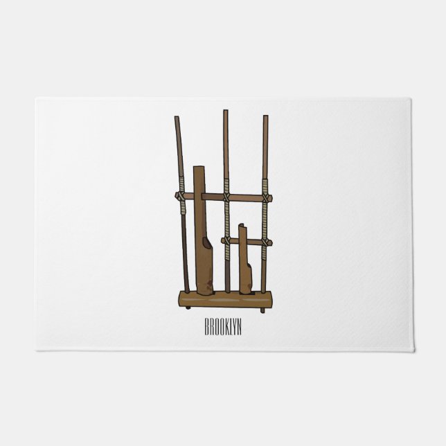 Angklung cartoon illustration doormat (Front)